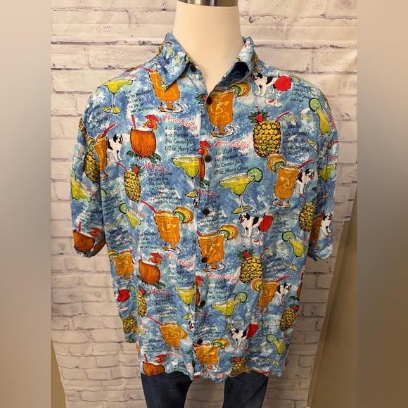 Big Dogs XL Hawaiian Cocktail Recipe Button Down Short Sleeve Shirt Novelty - Picture 1 of 10